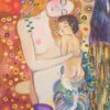 Maternity Gustav Klimt. Hand painted silk wall hanging