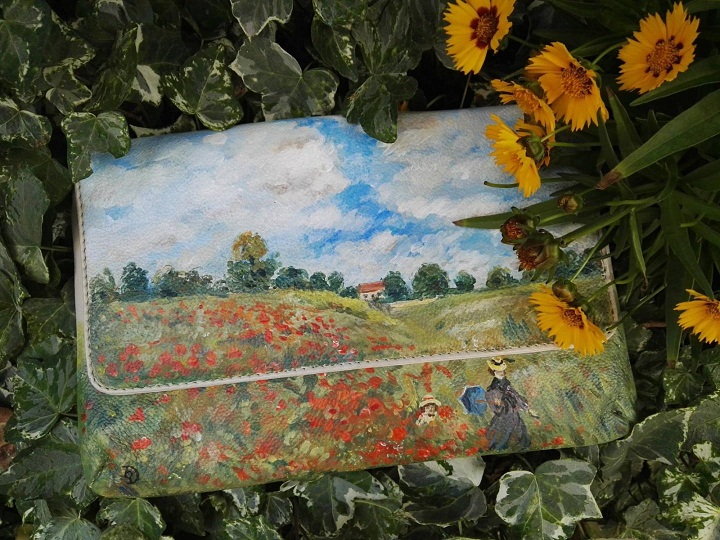 Red poppies hand painted bag