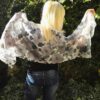 Black and white abstract floral hand painted silk scarf
