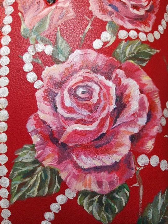 Red roses Lady hand painted bag