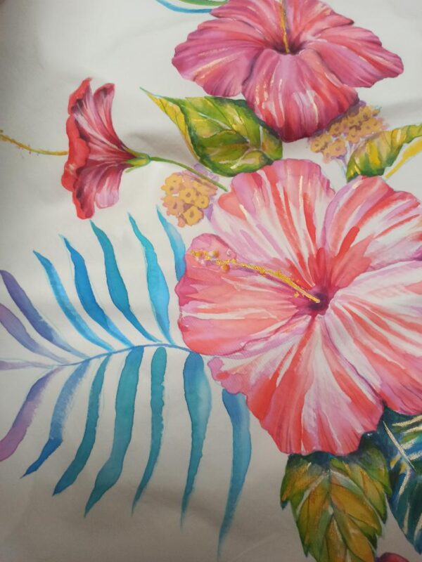 Tropical flowers hand painted long cotton dress