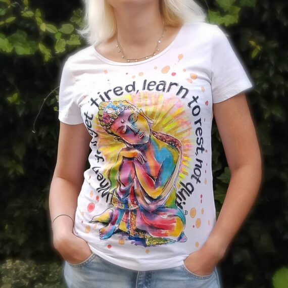 Resting Buddah 100% cotton hand painted t-shirt. Original author's painting.