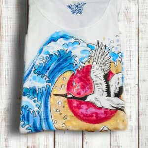 The Great Wave hand painted 100% cotton t-shirt with original painting