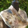 Grey elegance. Botanical print 100% silk scarf. Hand dyed with natural dyes and imprinted with leaves. Delicate colours from nature for her.